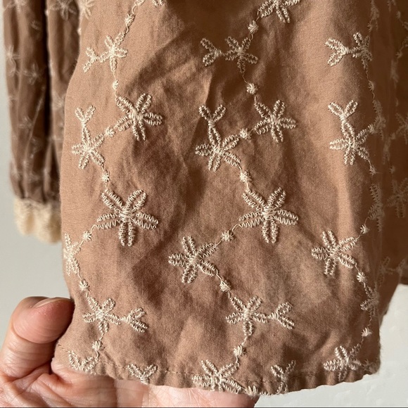 NWT Zara Embroidered Lace Romantic Blouse Beige S - Picture 10 of 11